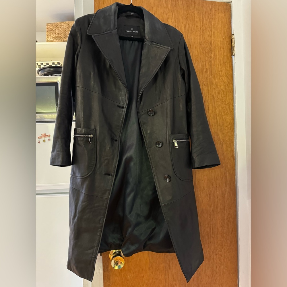 Black Leather Trench Coat